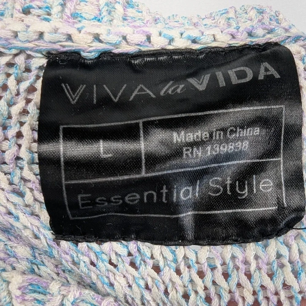 Viva La Vida Essential Style Pastel Space Dye Short Sleeve Knit Sweater Large